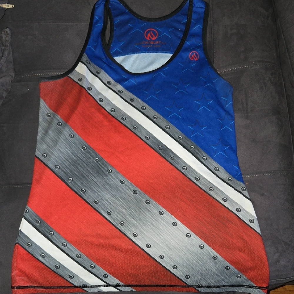 INKnBURN Blue and Red Star-Stripe Performance Tank Top